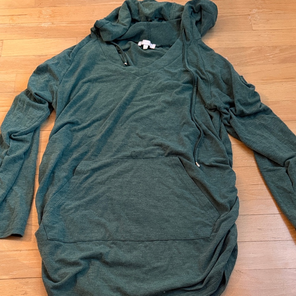 Women's Hooded Long Sleeve Tee in Forest Green